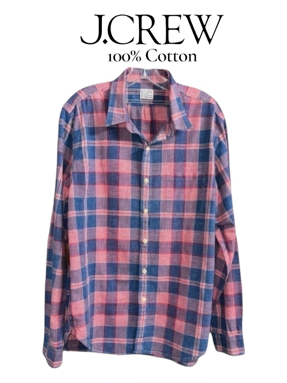 J. Crew (EUC) Men’s 100% Cotton Button Up Long Sleeve Shirt, Size Large